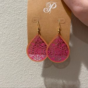 Plunder Earrings- Pink&Orange Teardrop Shape
